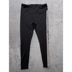 Bebe Sport Pants Womens Large Black Side Stripe Ankle Leggings Stretch Athletic‎